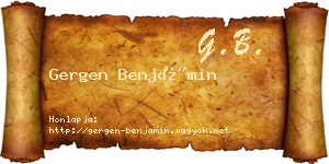 Gergen Benjámin névjegykártya